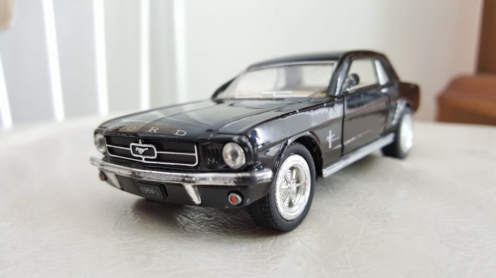 black ford mustang coupe die cast model preview