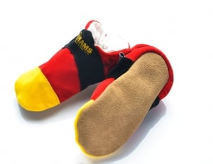 pair of black red and yellow slippers thumbnail