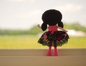 girl in pink and black dress plush toy thumbnail