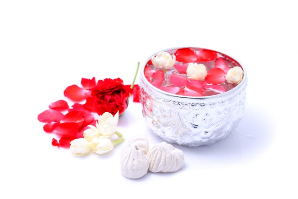 red and white flower petals preview