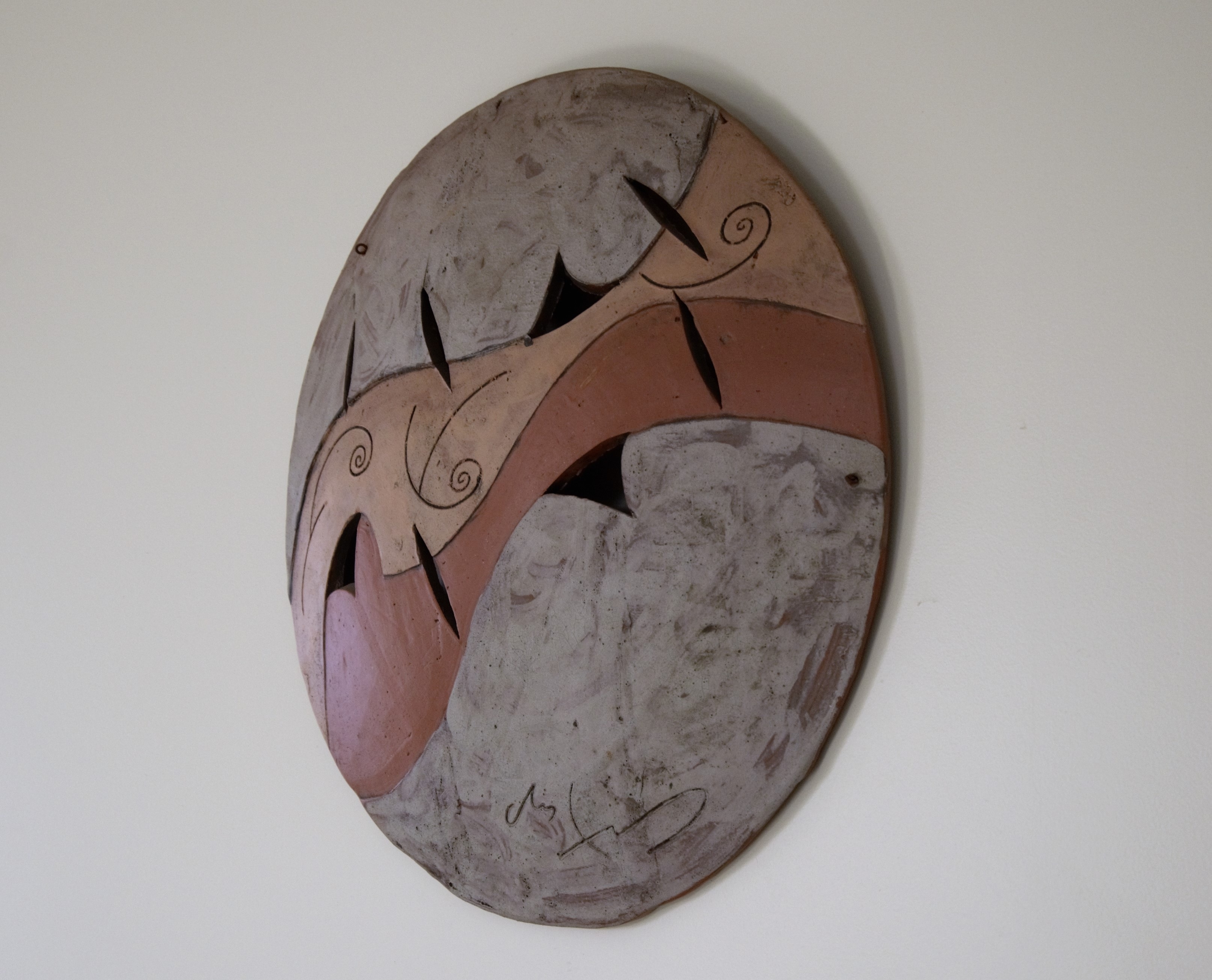 beige gray oval decoration