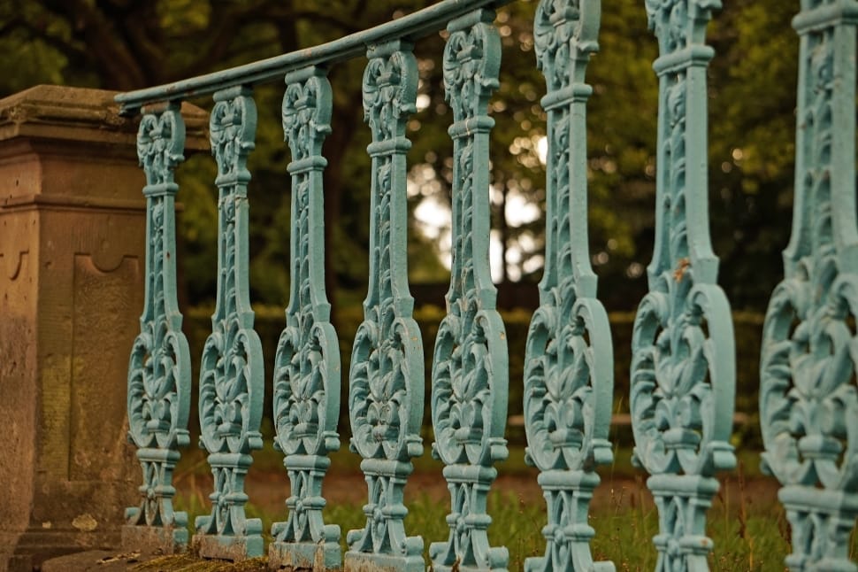 teal outdoor stairway rails preview