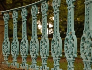 teal outdoor stairway rails thumbnail