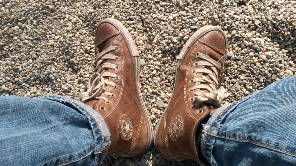 brown leather converse allstar high top sneakers preview