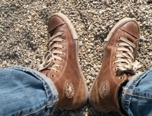 brown leather converse allstar high top sneakers thumbnail