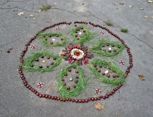 green red and brown beaded round decor thumbnail