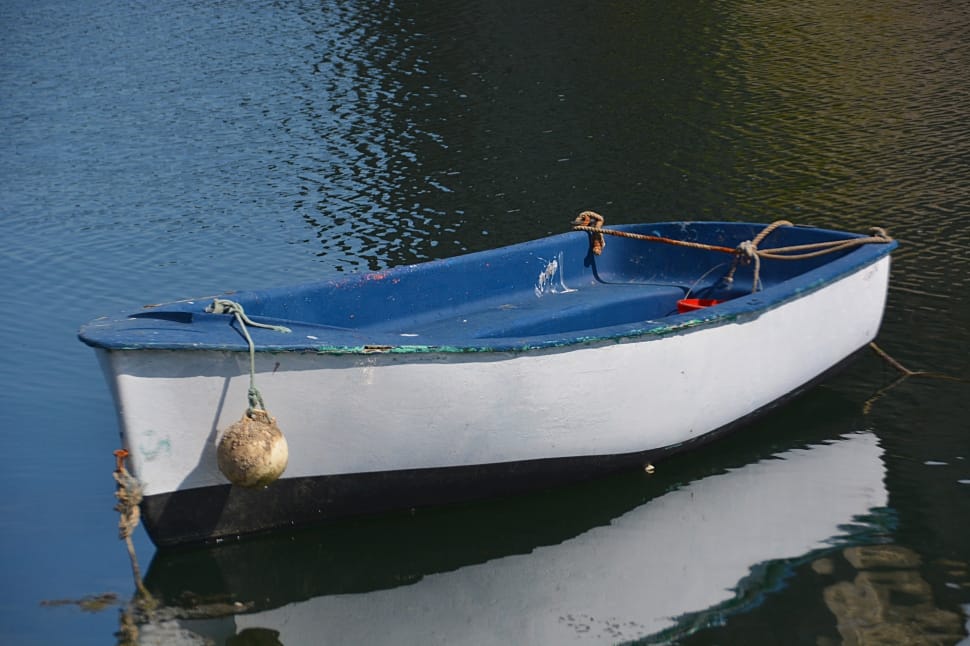 white and blue wooden boat preview