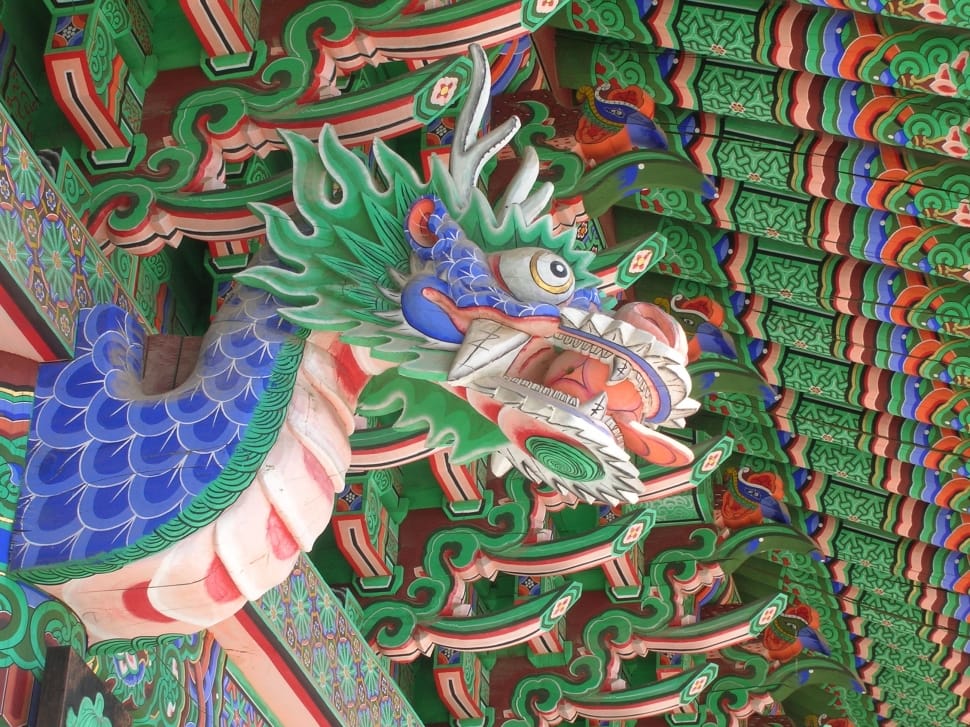 green blue and pink dragon decoration preview