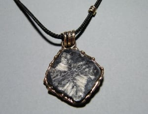 black string square gemstone pendant necklace thumbnail