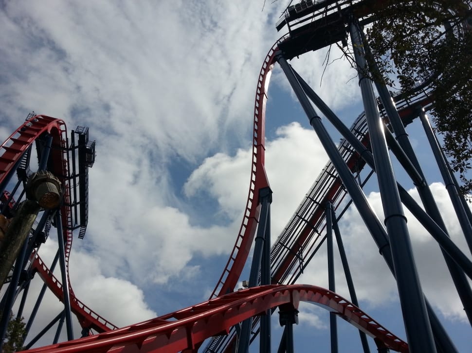 red and black roller coaster track preview