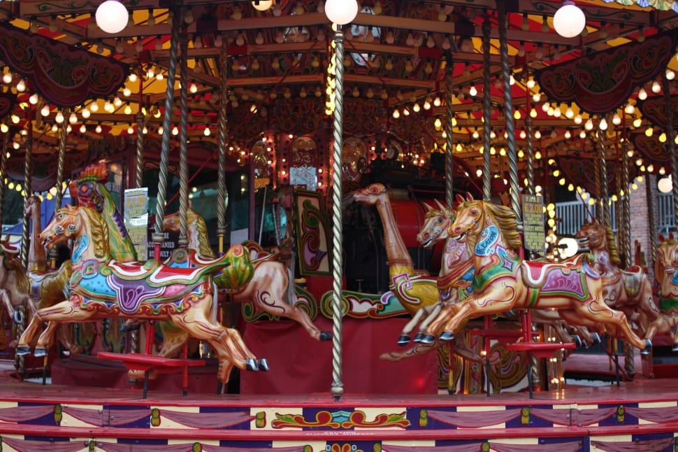 multicolored carousel horses preview