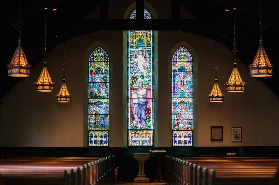 tiffany glass religious wall decor inside church preview