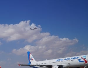 white and blue ural airlines plane thumbnail