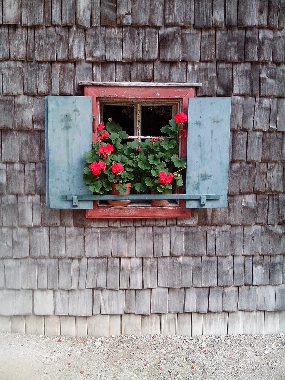 red and blue wooden window pane preview