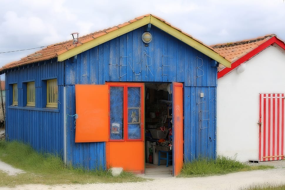 blue and orange wooden house preview
