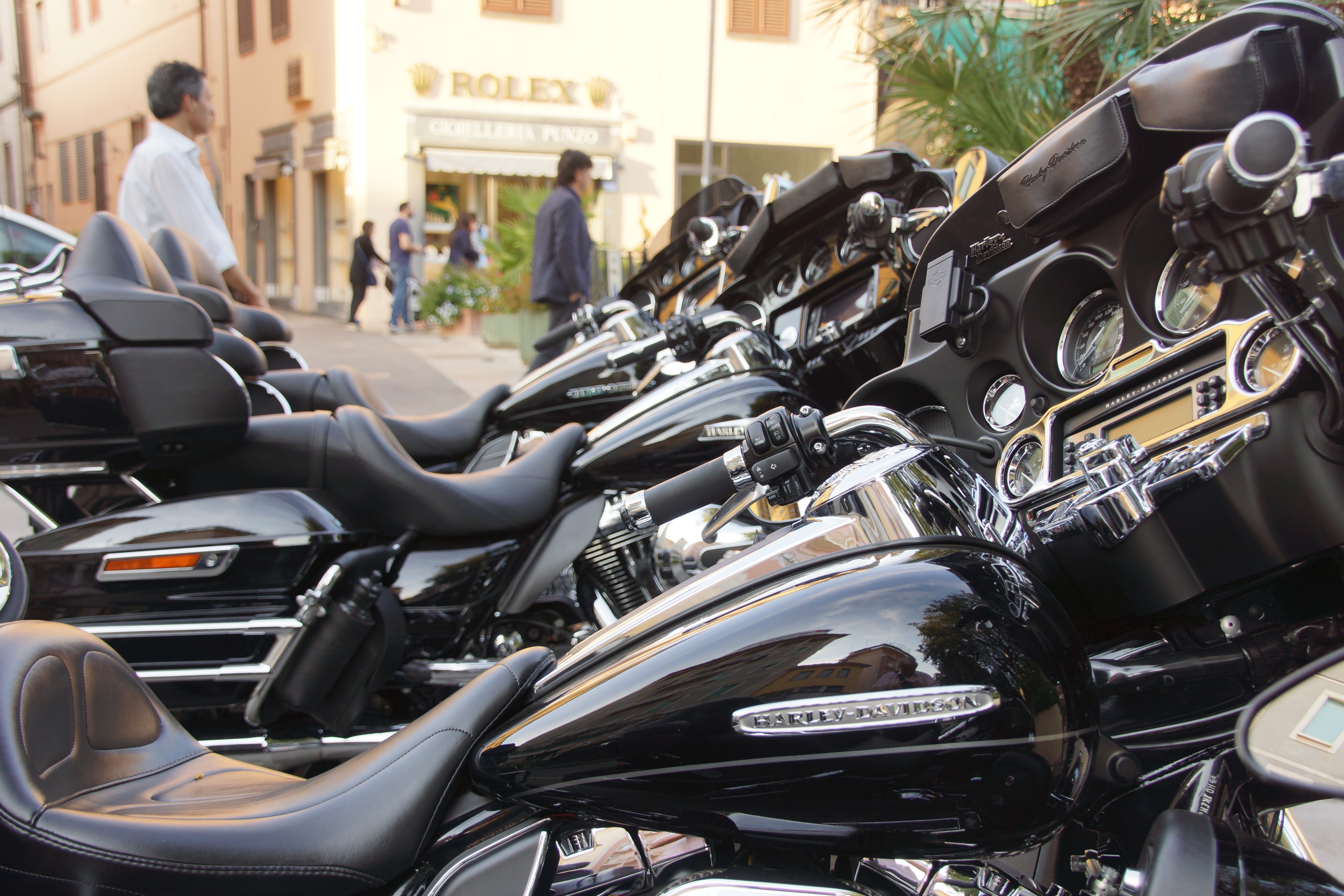 black cruiser motorcycle lot