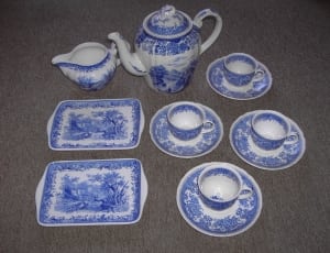 blue floral ceramic tea set thumbnail