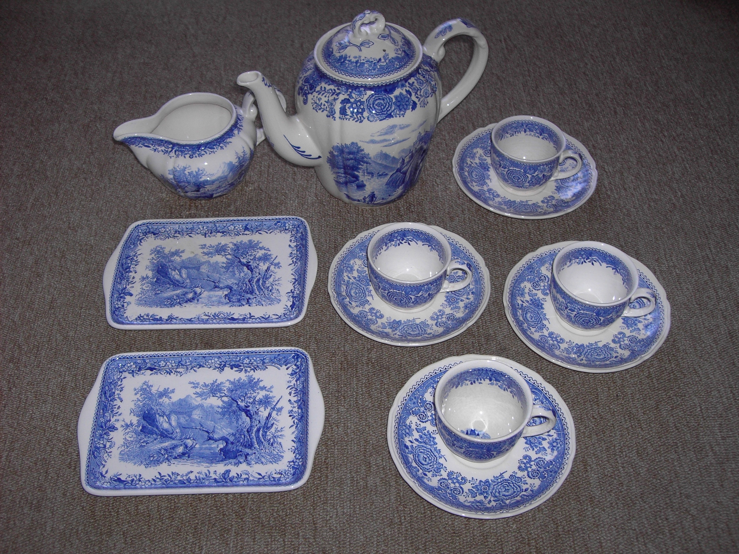 blue floral ceramic tea set