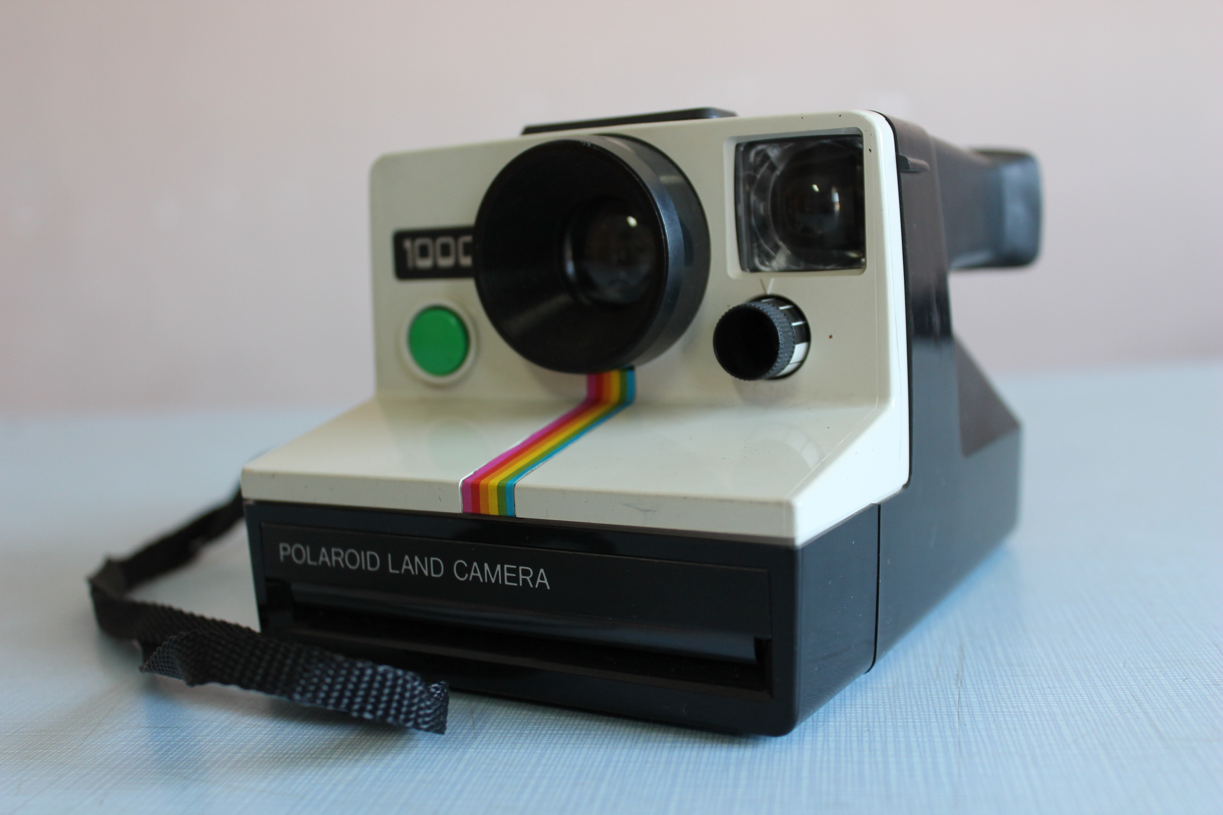 black and white polaroid land camera