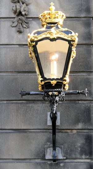 black and brass sconce lamp thumbnail