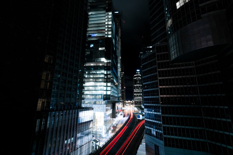 time lapse photography of lighted buildings at night preview