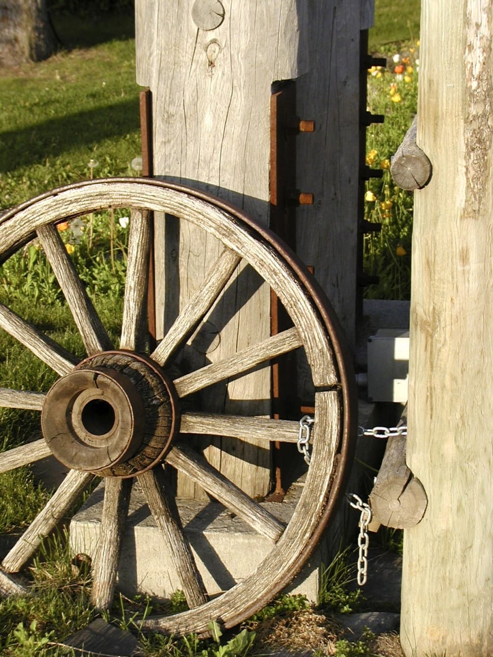 brown wooden spinning wheel preview