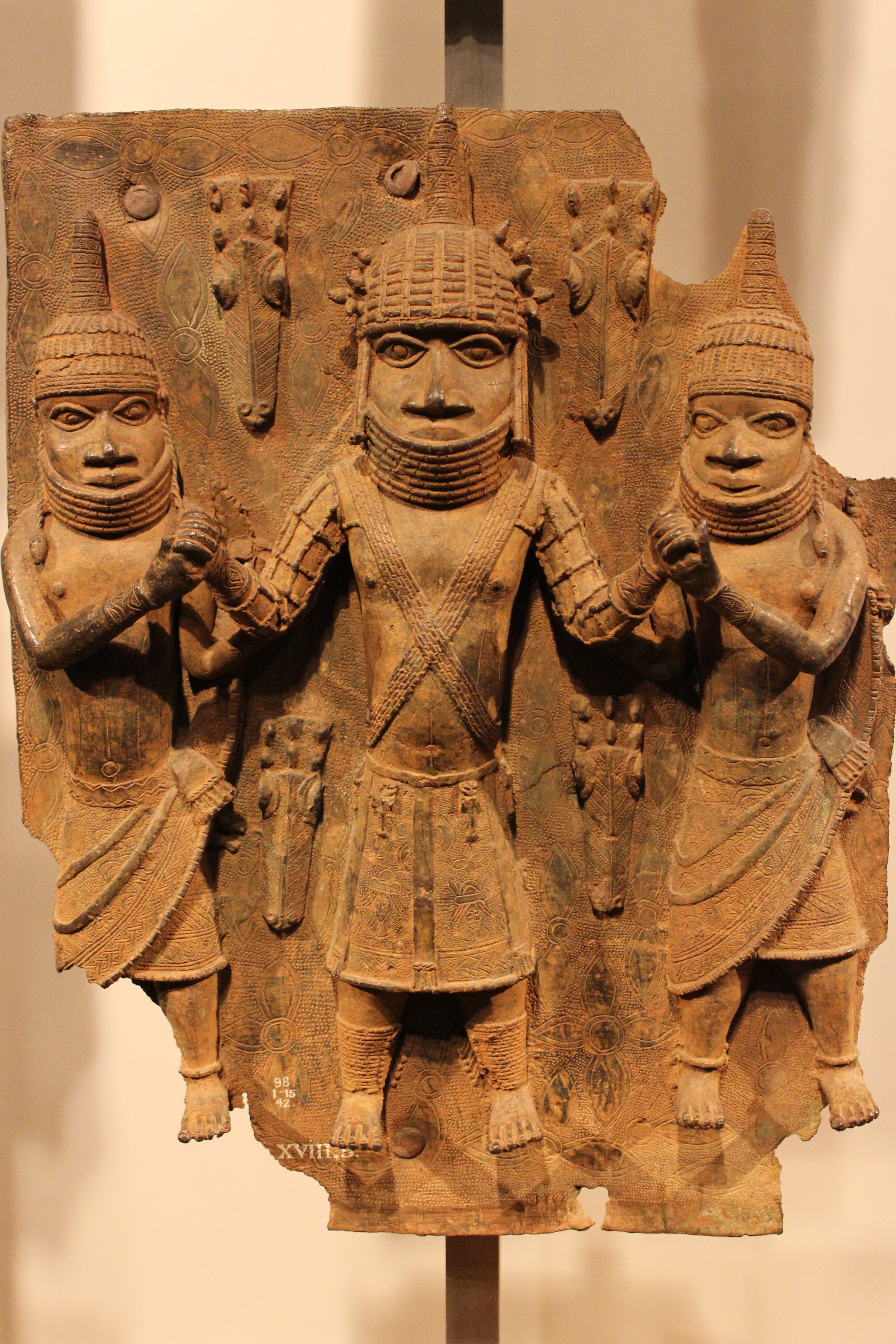 3 stone carved warriors decor