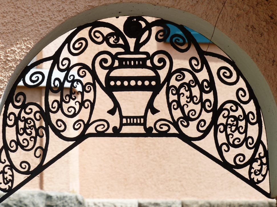 black wrought iron vase ornament preview