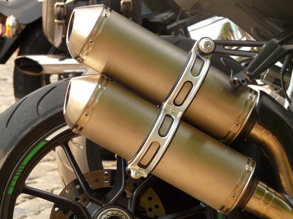 grey steel motorcycle mufflers preview