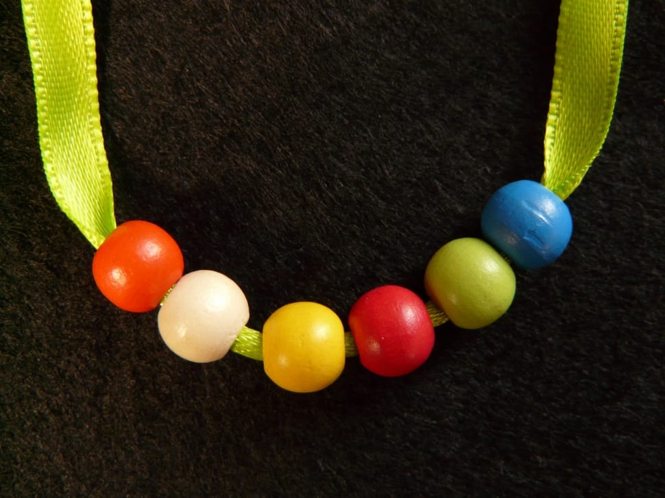 green red blue and white beaded necklace preview