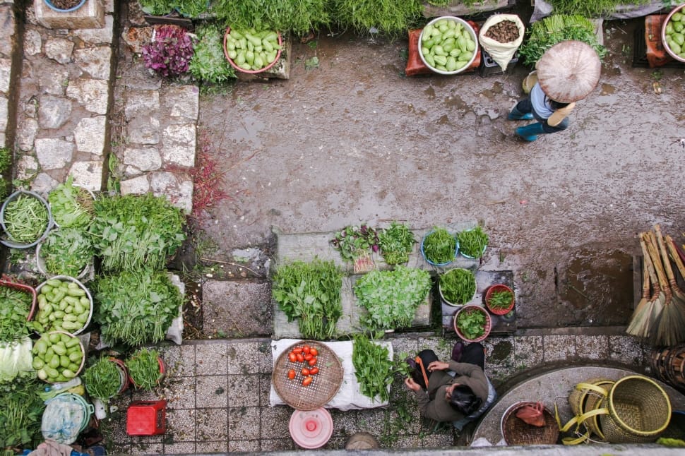 aerial photography of vegetable market preview