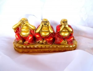 3 buddha brass figurine thumbnail
