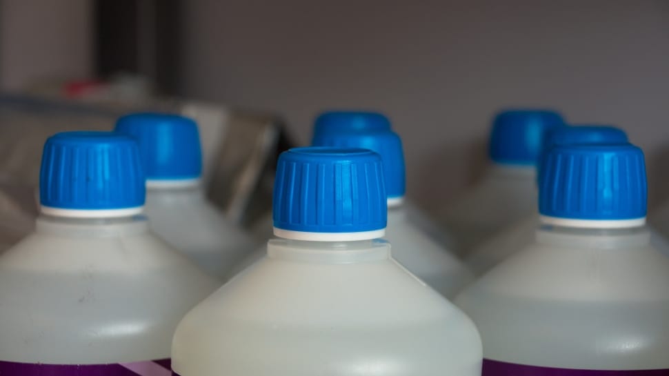8 white plastic bottles preview