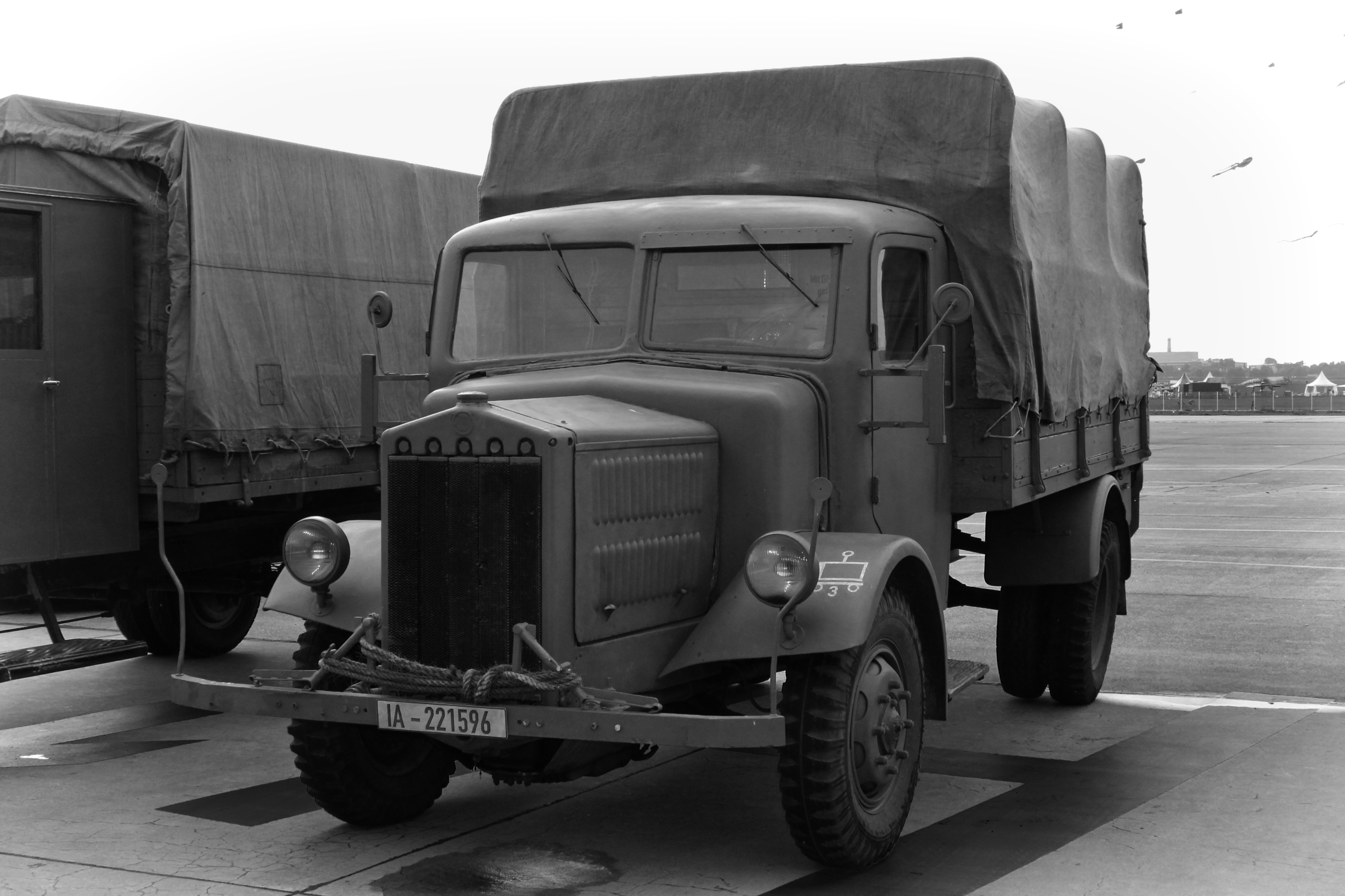 grey 1940s military truck