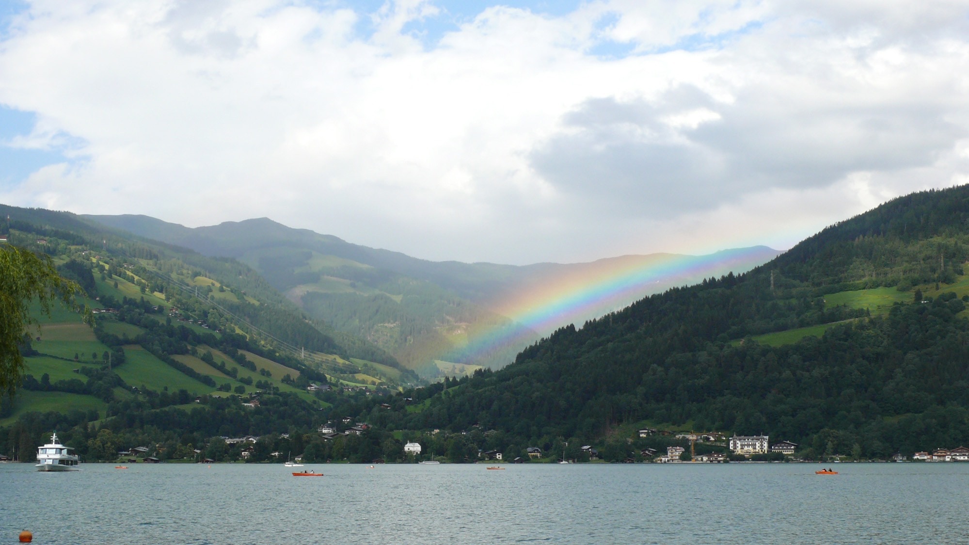 rainbow and green mountain