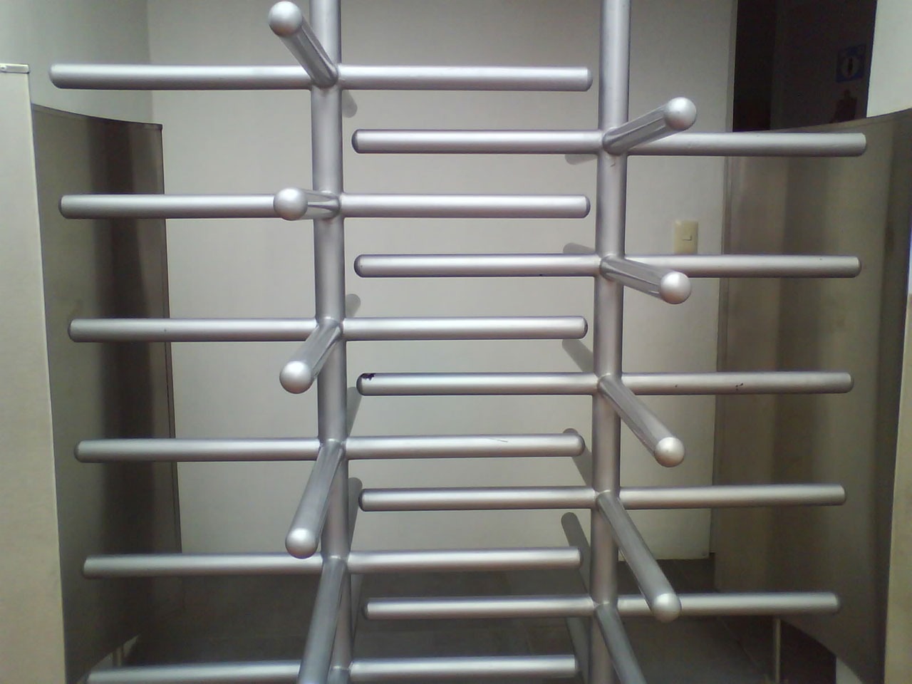 silver metal rack