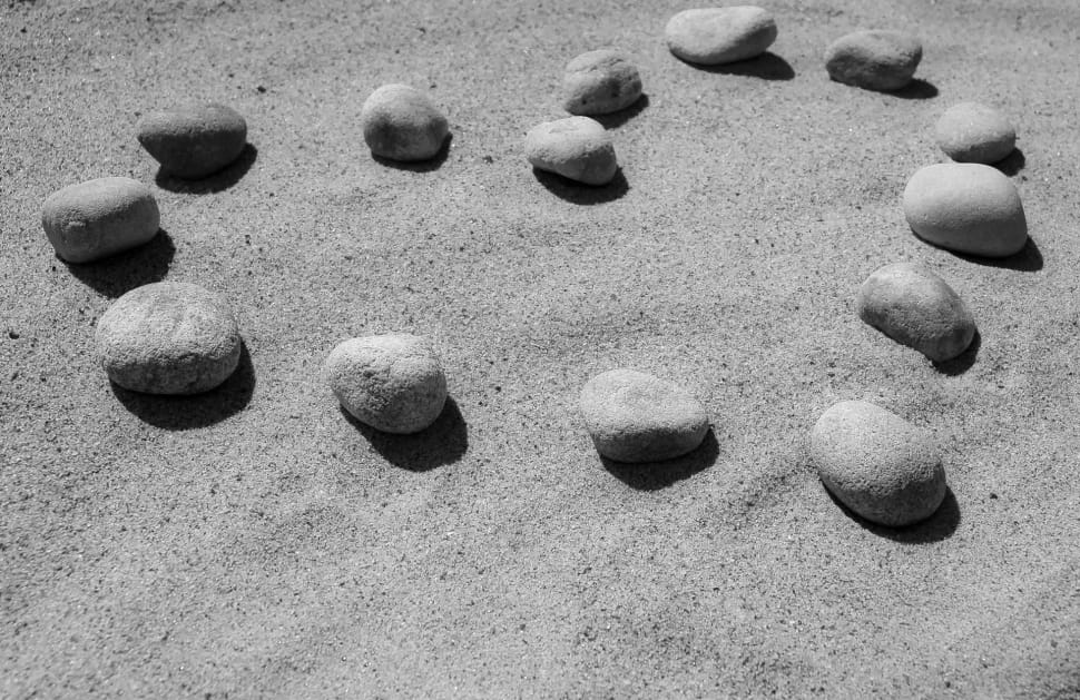 gray scale photo of oval rocks preview