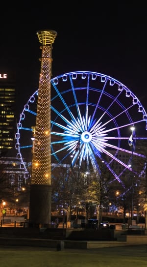 blue luminescent ferris wheel during night time thumbnail