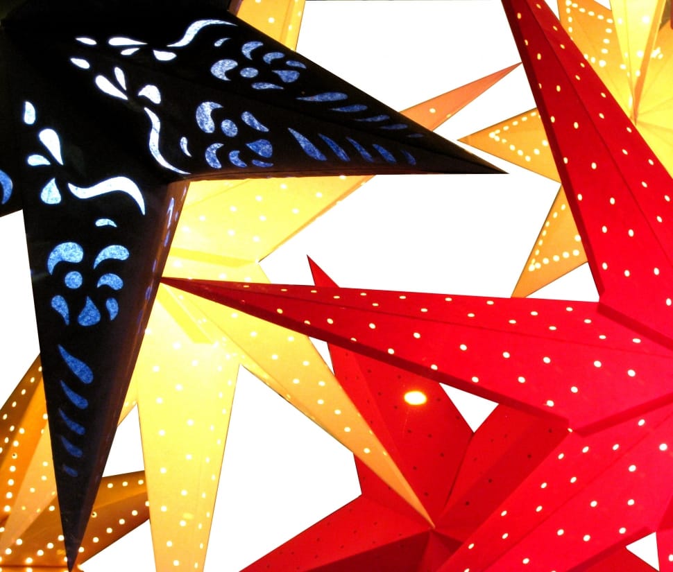 black blue yellow and red star cut out decor preview
