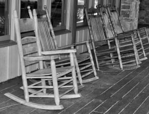 4 gray wooden rocking armchairs thumbnail