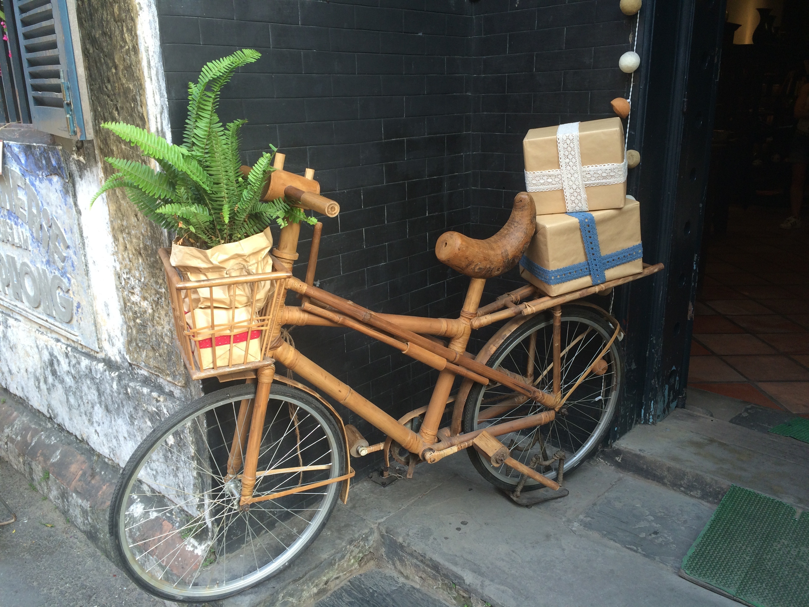 brown bamboo bike