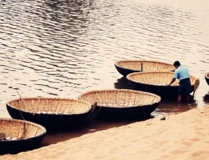 6 black and brown wicker boats thumbnail
