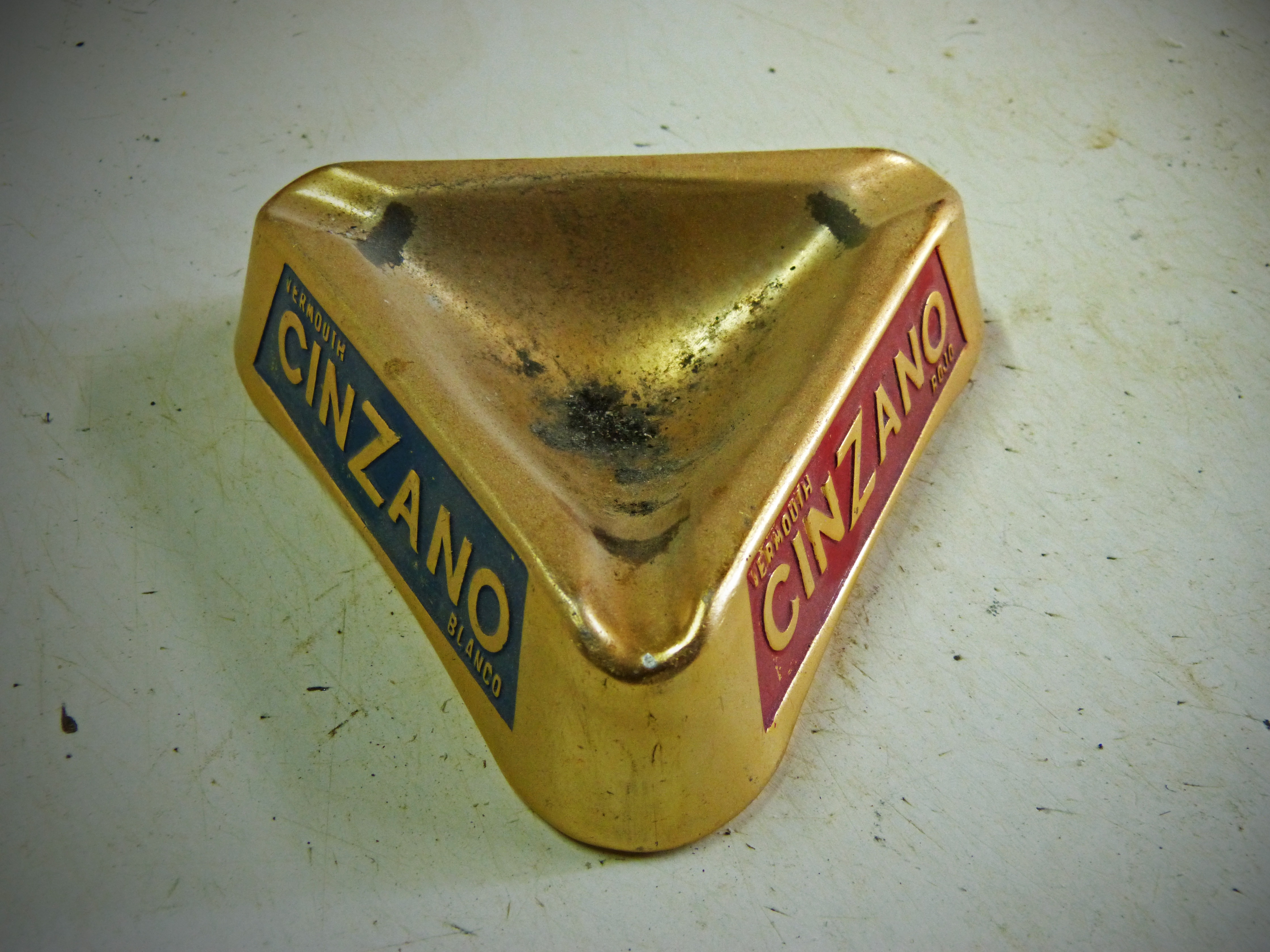 brass cinzano triangle ash tray