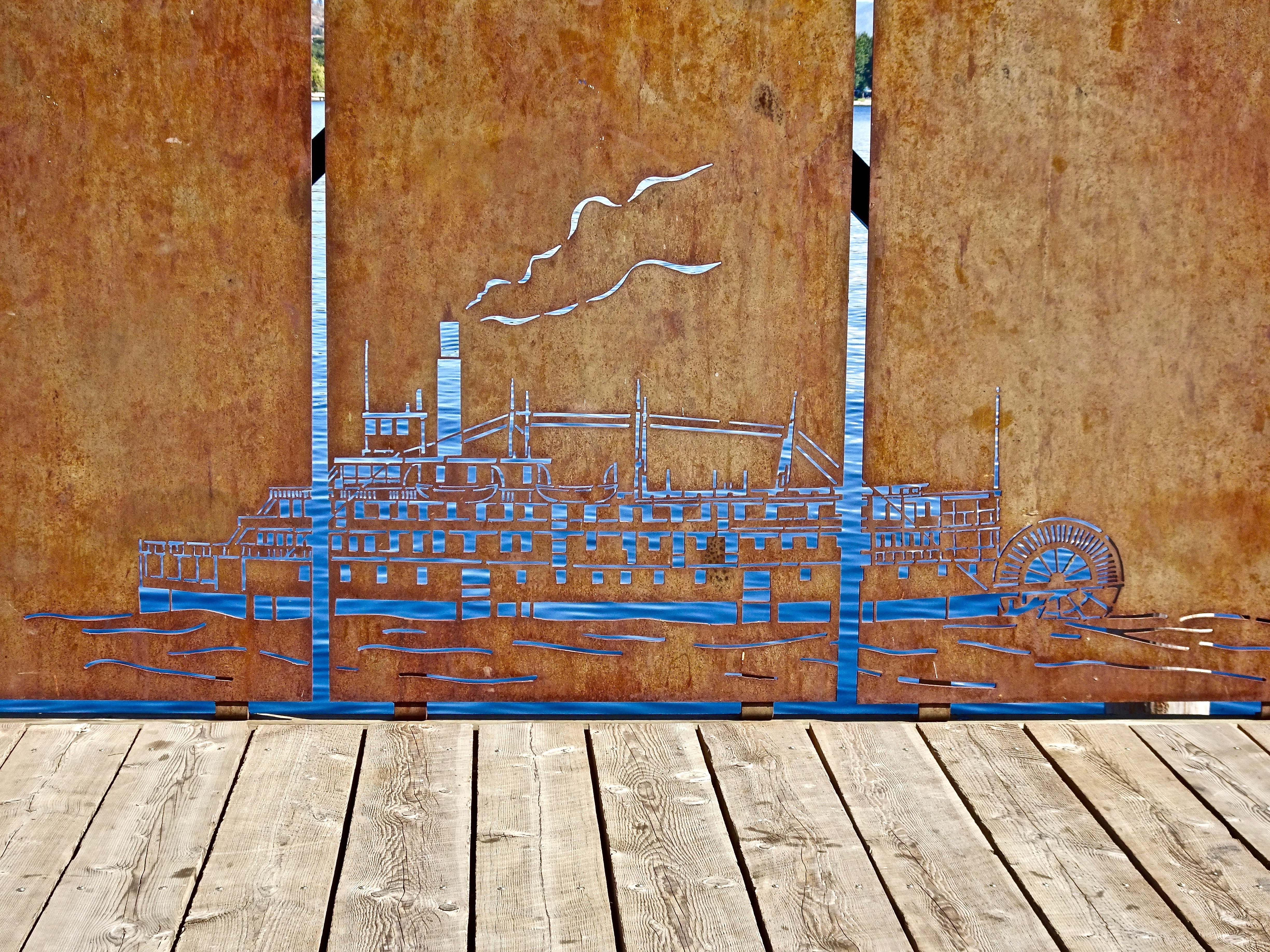 brown wooden cut ship 3 panel wall decor