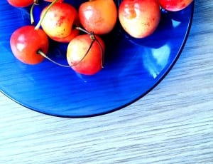 red fruits with blue glass plate thumbnail