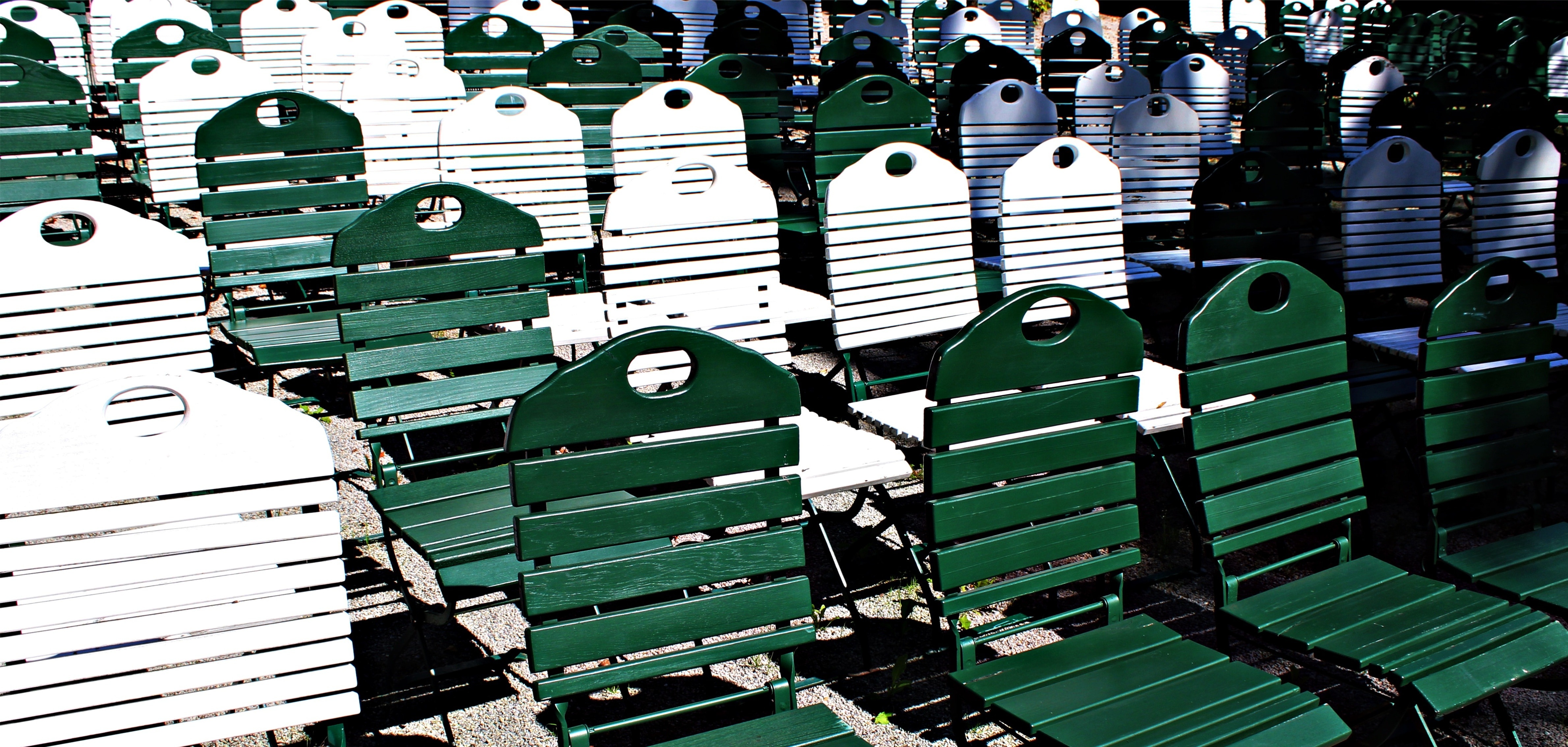 assorted patio chairs shown