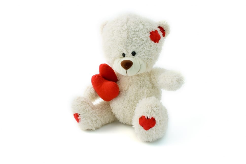 white and red bear plush toy preview
