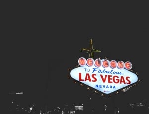 outdoor view of welcome to fabulous las vegas nevada poster during nigh time thumbnail