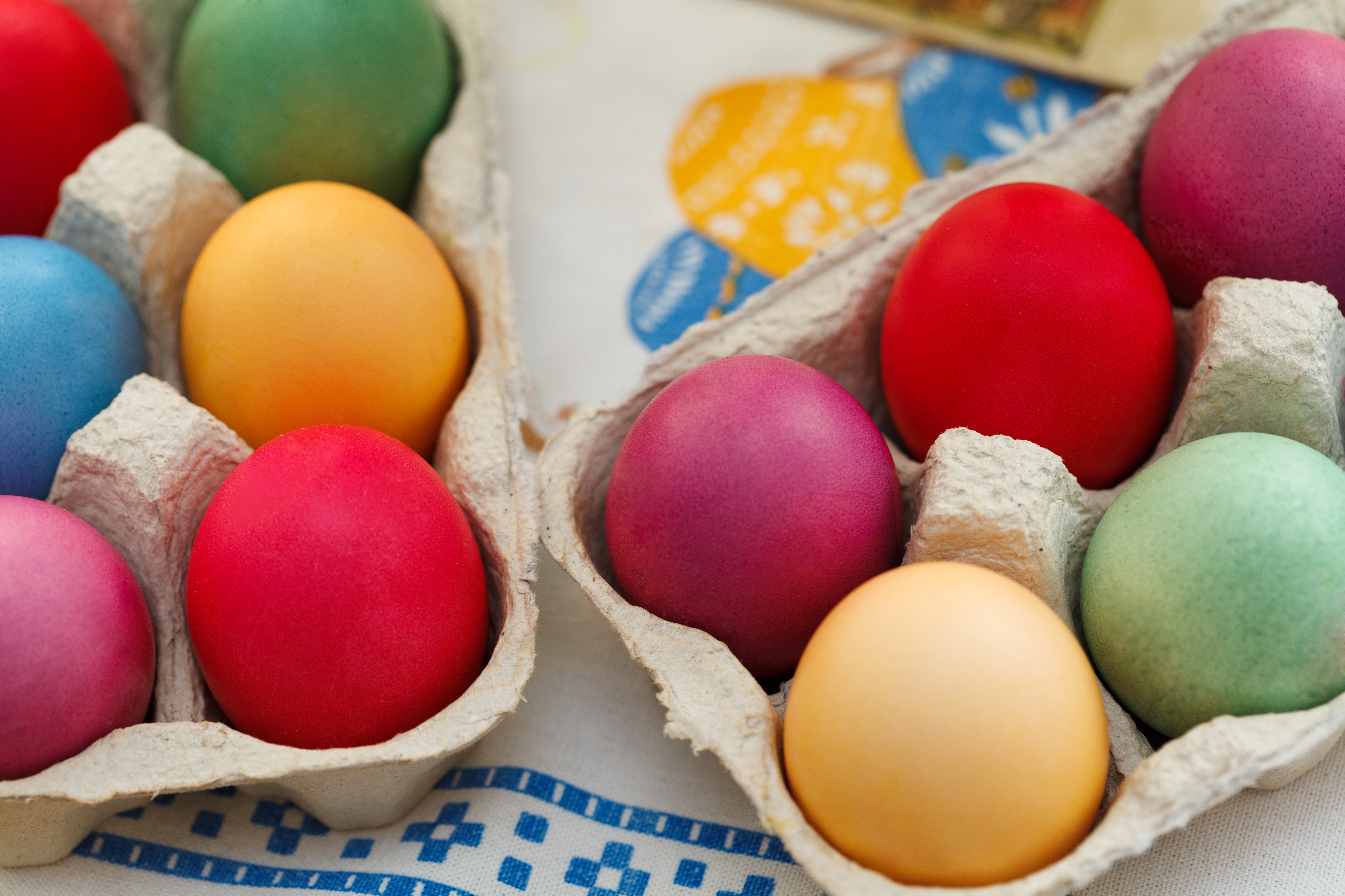 red purple and beige eggs