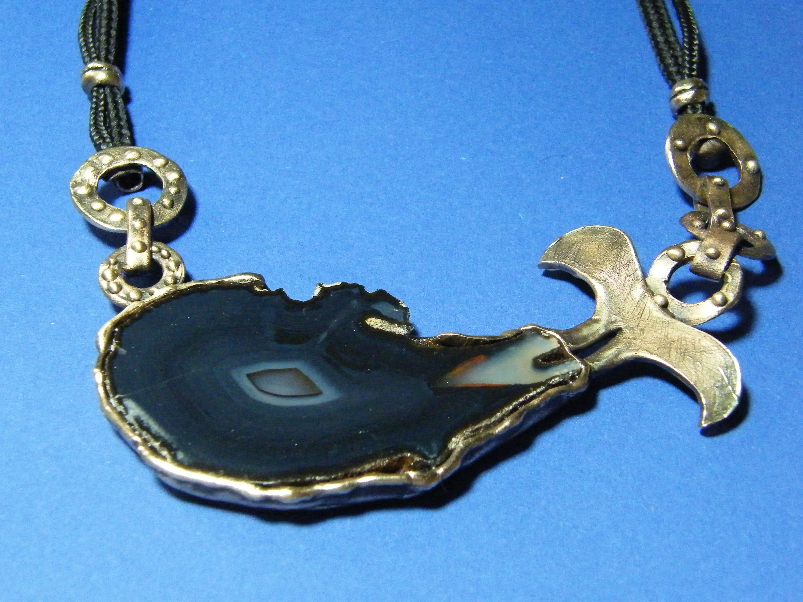 black and gray whale necklace